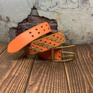 Linda pelle coral woven leather belt